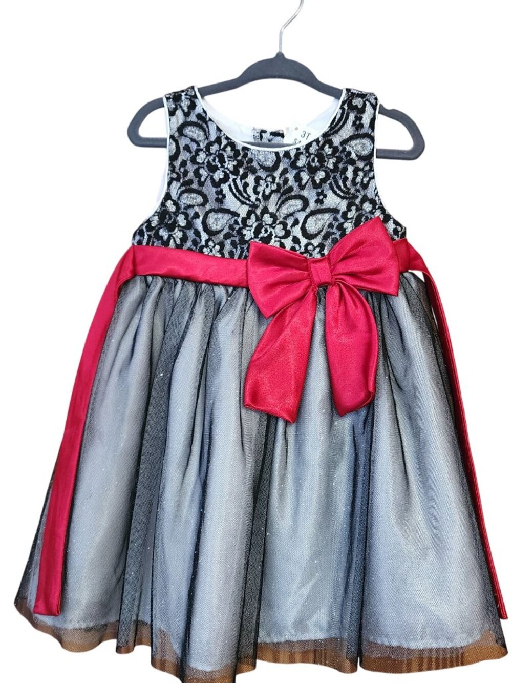 Youngland Black and White Holiday Dress, Size 3T